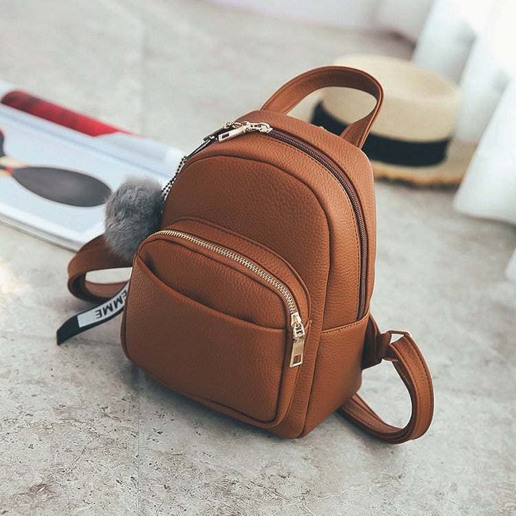 Retro Wild Fashion Mini Fur Ball Backpack Women