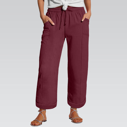High-waisted Belted Loose-fitting Wide-leg Trousers For Women