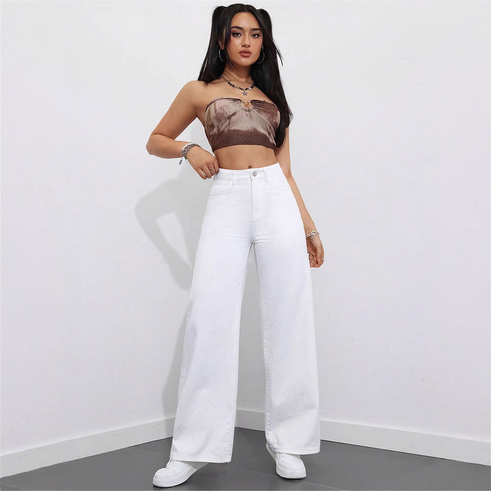 Floor-length Flared Straight-leg Denim Jeans For Women