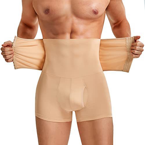 Men's Shapewear Boxer Shorts High-Waisted Solid Color Buttoned Tummy Control And Butt-Enhancing Shorts