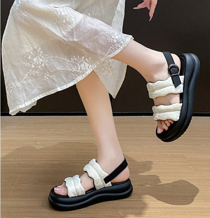 Women's Summer Fashion One Strap Platform Sandals Versatile Open Toe Casual Platform Beach Sandals For Dresses