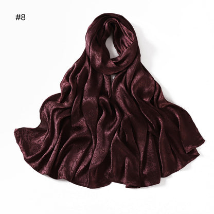 Womens Satin Patterned Jacquard Headscarf