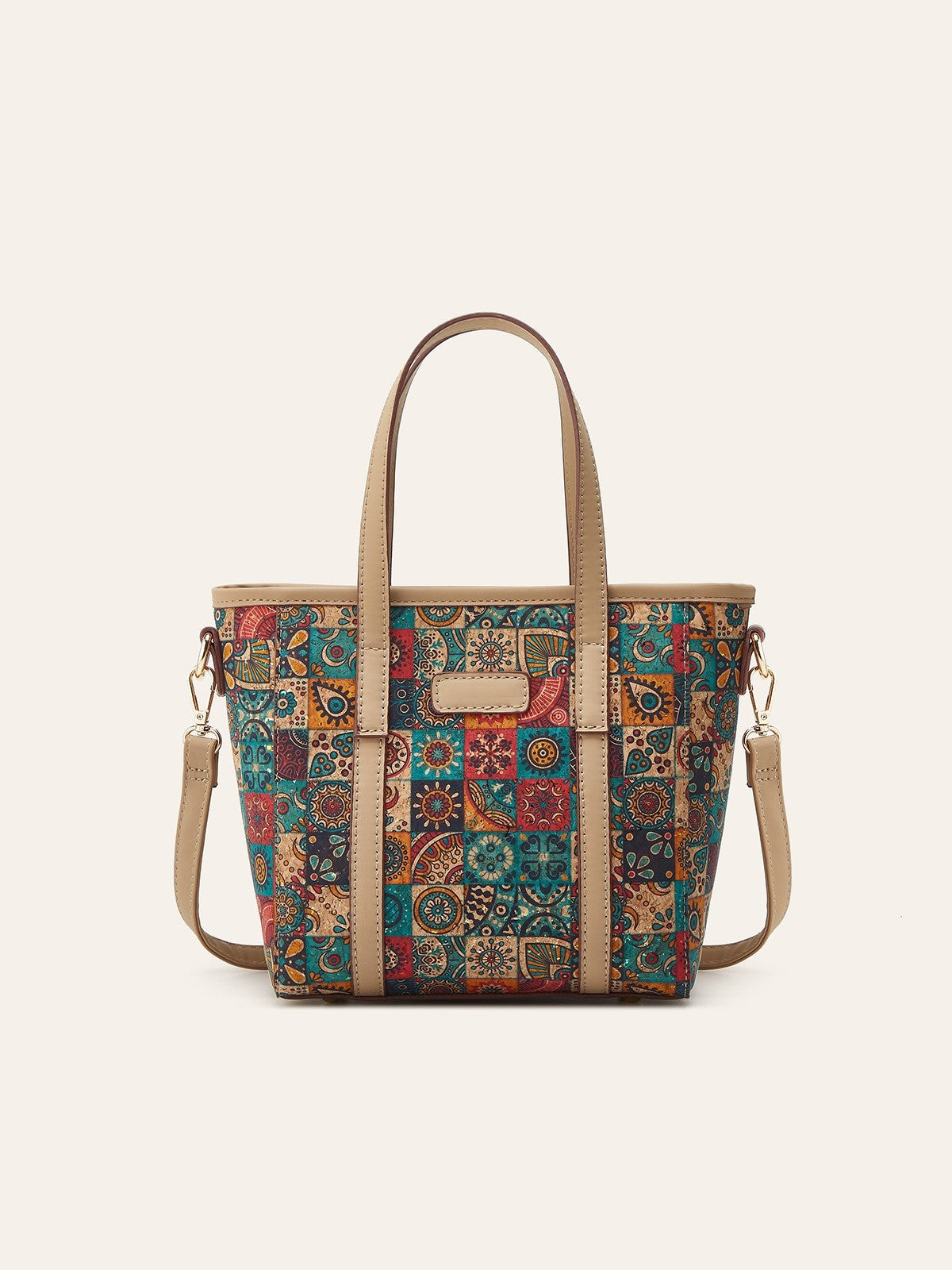 Printed Cork Bohemian Shoulder Tote Bag