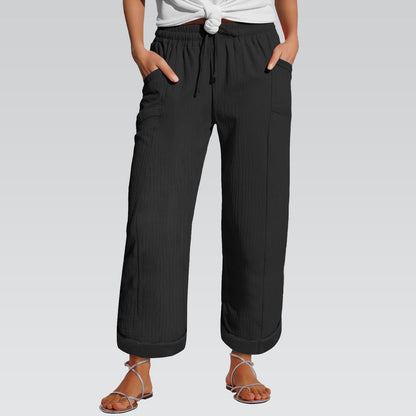 High-waisted Belted Loose-fitting Wide-leg Trousers For Women