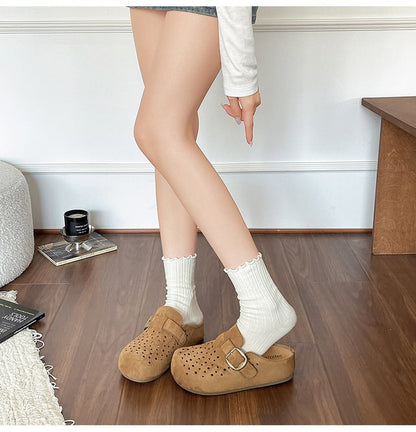 Thick Soled Boken Baotou Slippers For Women's Summer Outdoor Wear, One Foot Kick Casual Hollow Hole Sandals