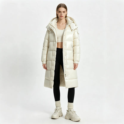 Long Hooded Padded Over-the-knee Cotton Coat