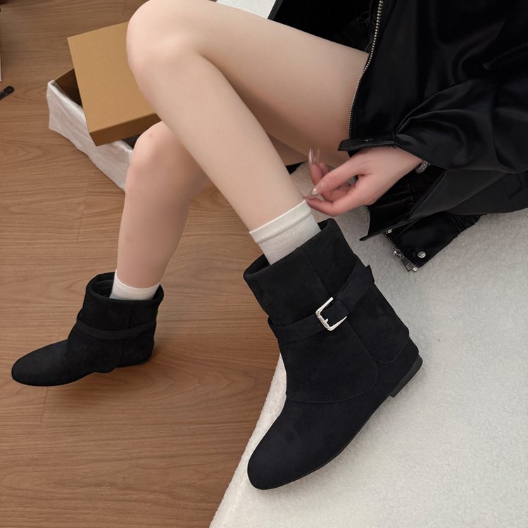 Retro Suede Western Cowboy Boots, Ankle Boots, Korean Style