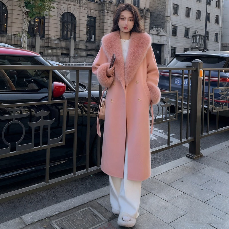 Womens Fallwinter Mid-length Blazer Wool Trench Coat