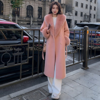 Womens Fallwinter Mid-length Blazer Wool Trench Coat