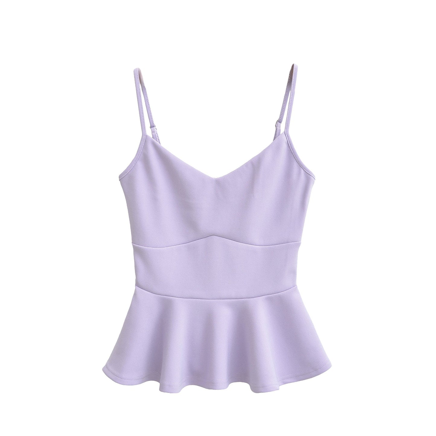 Cropped Ruffled-waistline Slim-fit Camisole Top