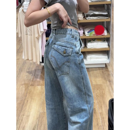 Short-statured Womens American-style Floor-length Jeans