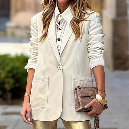 Casual Chic Commuter Straight-Leg Long-Sleeve Blazer For Women