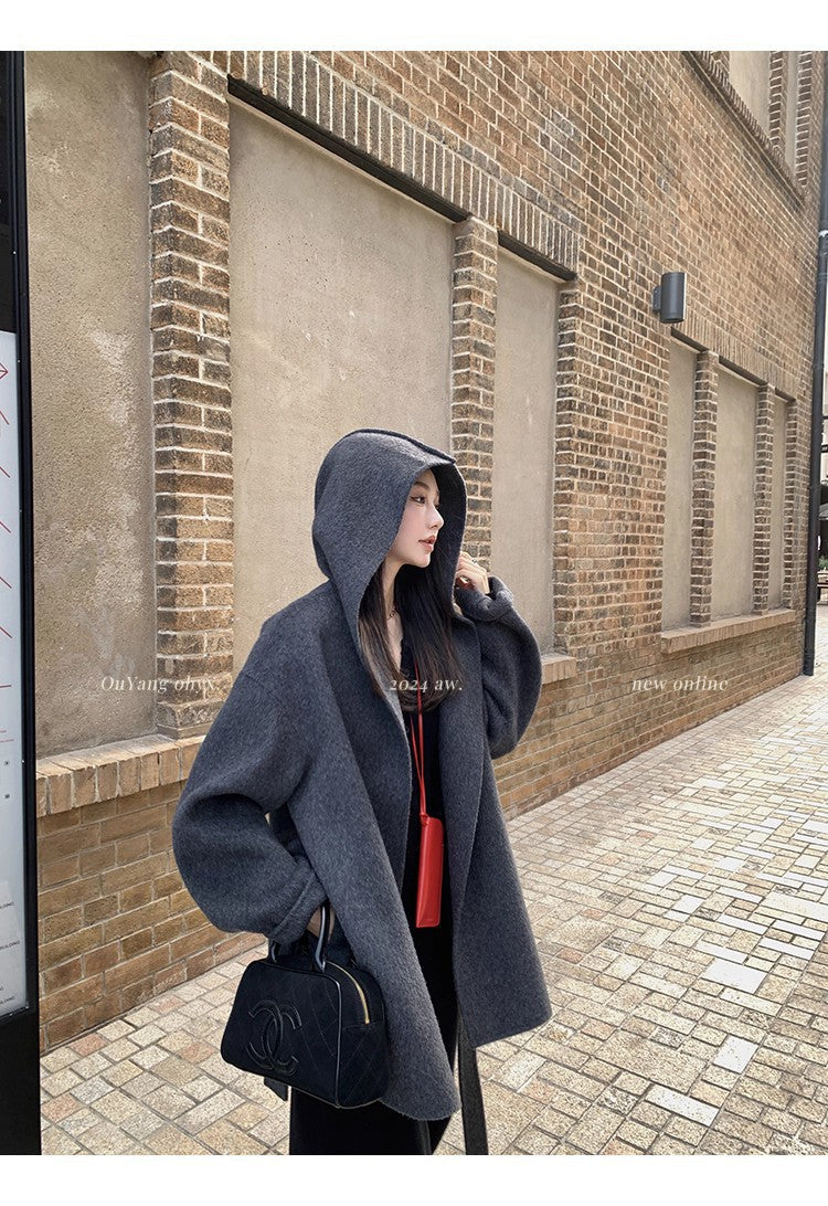 Womens Sophisticated Wool Double-faced Coat