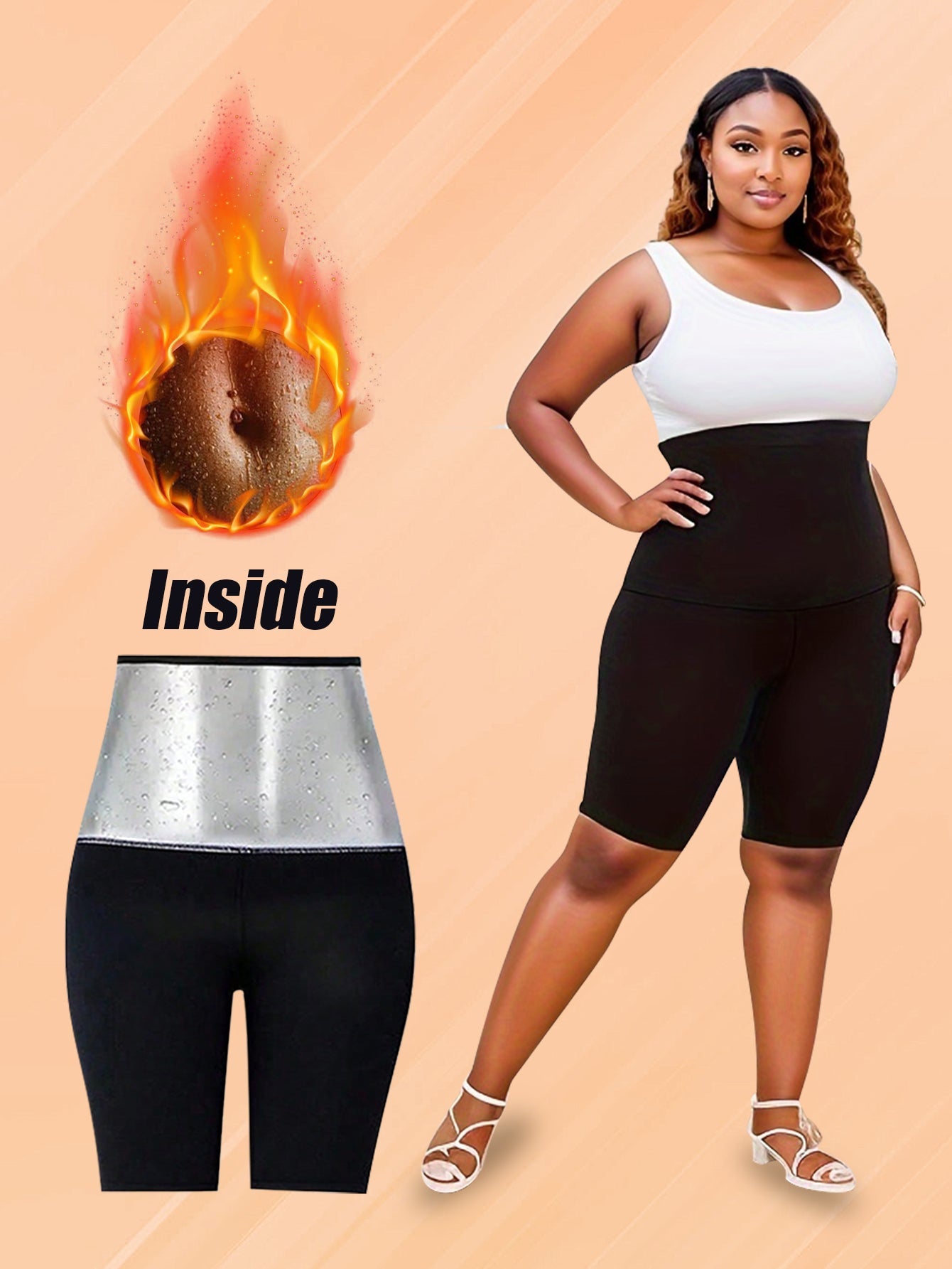 Plus Size Women Sauna Sweat Shorts High Waist Thermo Waist Trainer Slimming Compression Workout Body Shaper