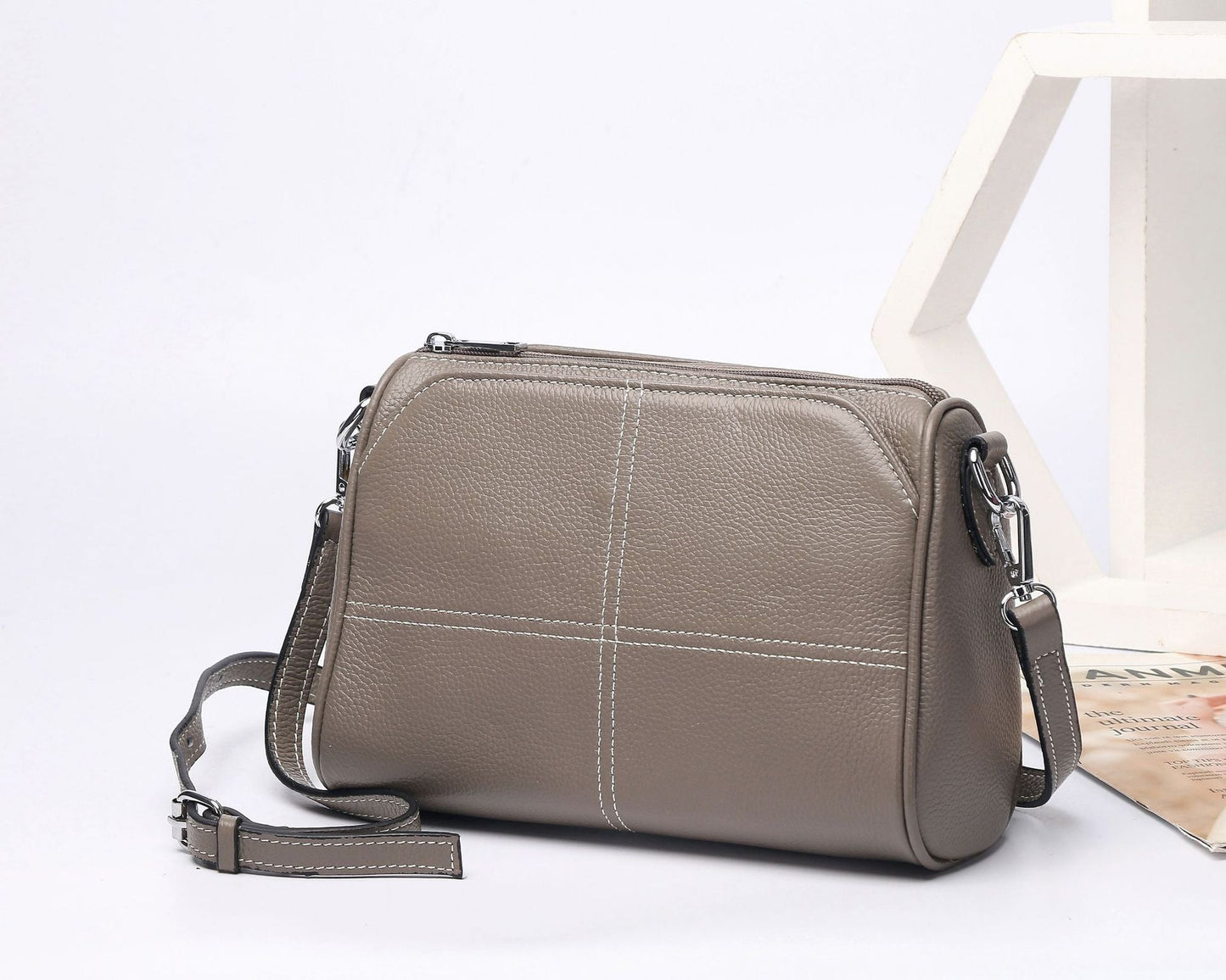 Women's Full-grain Leather Single-shoulder And Crossbody Bag