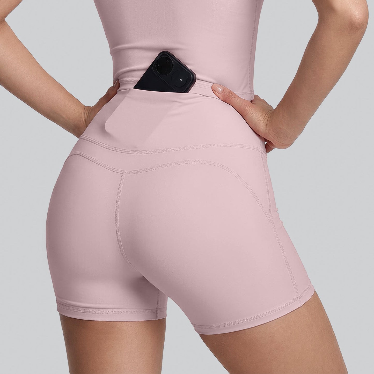 Womens Athletic Shorts With A Hidden Back Pocket And High Waist