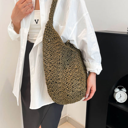 New Straw Bucket Bohemian French-style Crossbody Bag