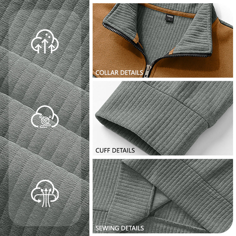 Mens Stand-Neck Hoodie Long-Sleeve Sweatshirt
