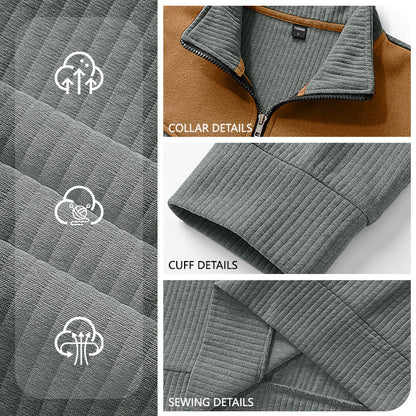 Mens Stand-Neck Hoodie Long-Sleeve Sweatshirt