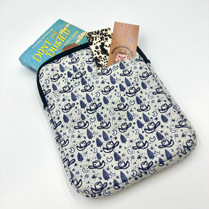 Midnight Cowboy Print Book & Tablet Sleeve – Western Cowgirl Starry Night Design