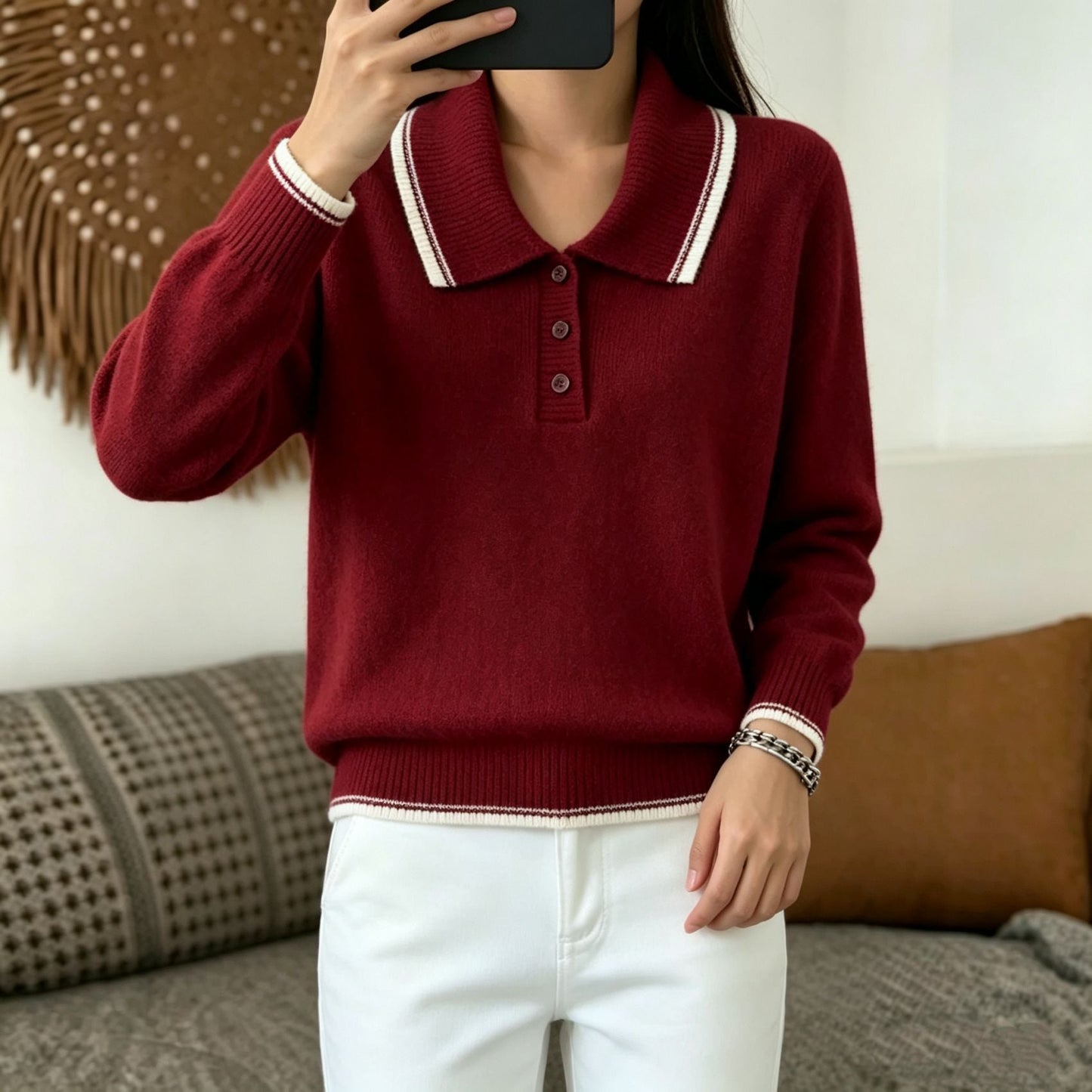 Womens Casual Loose-fitting Versatile Long-sleeve Sweater