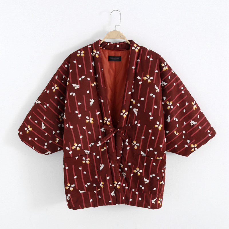 Japanese-style Lace-up Warm Quilted Home Jacket