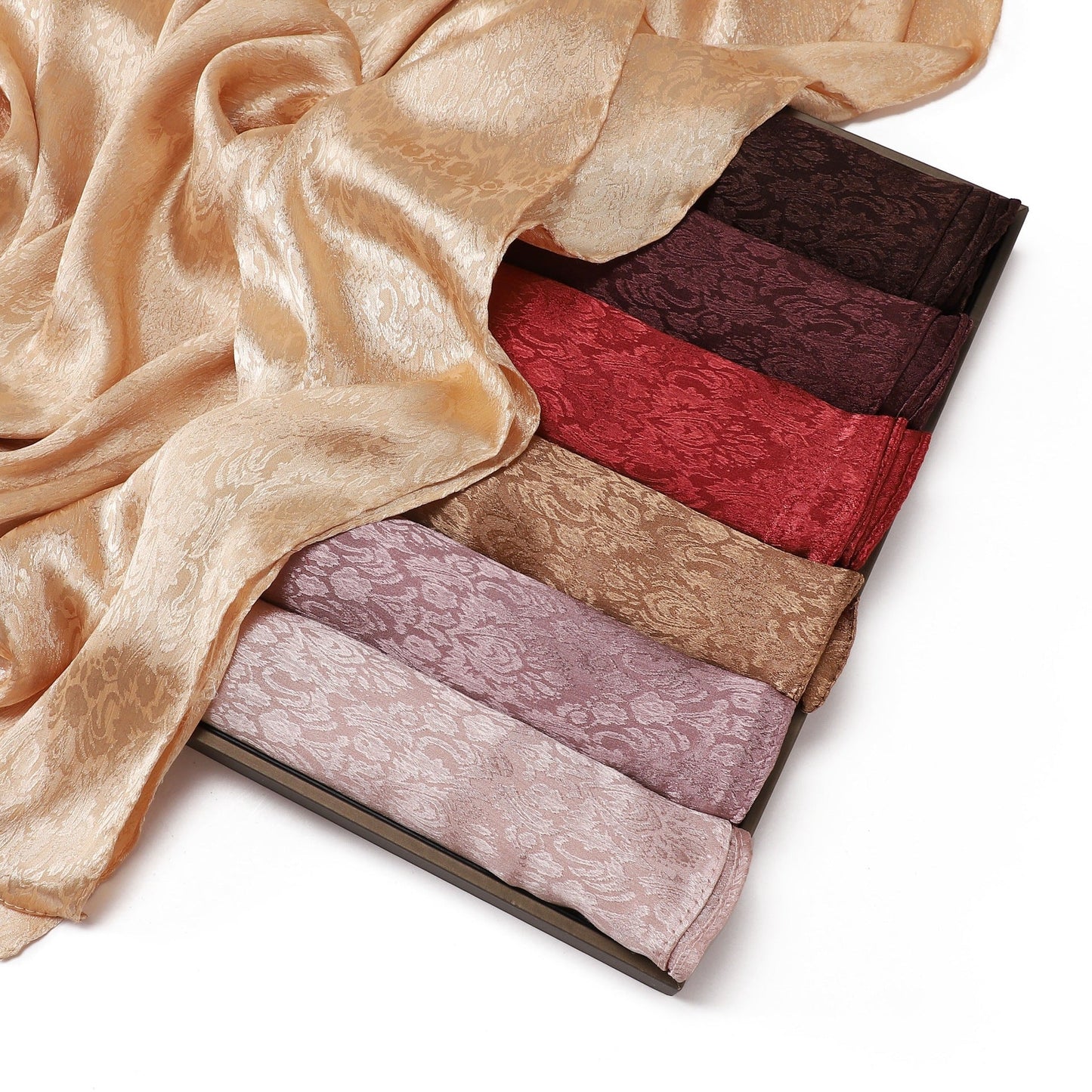 Womens Satin Patterned Jacquard Headscarf