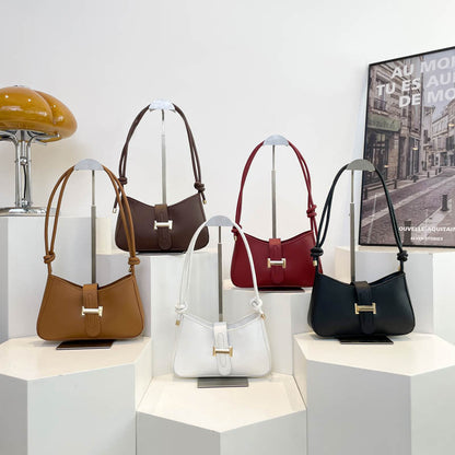 Womens Minimalist Textured-design Single-shoulder Crossbody Underarm Bag