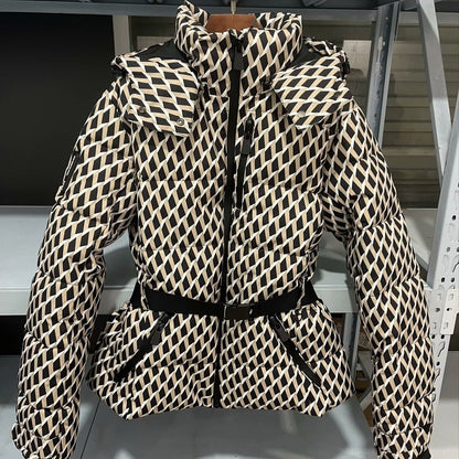 New Multi-color Ski Quilted Hooded Puffer Jacket