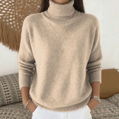 Autumn  Winter New Arrival  Casual Chic Solid Color High-Neck Pullover Knit Sweater