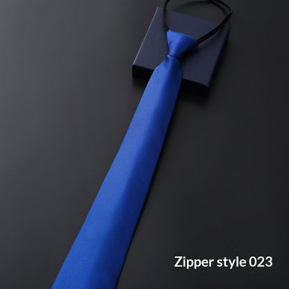 Mens Business Formal Zipper Tie With Blue Stripes
