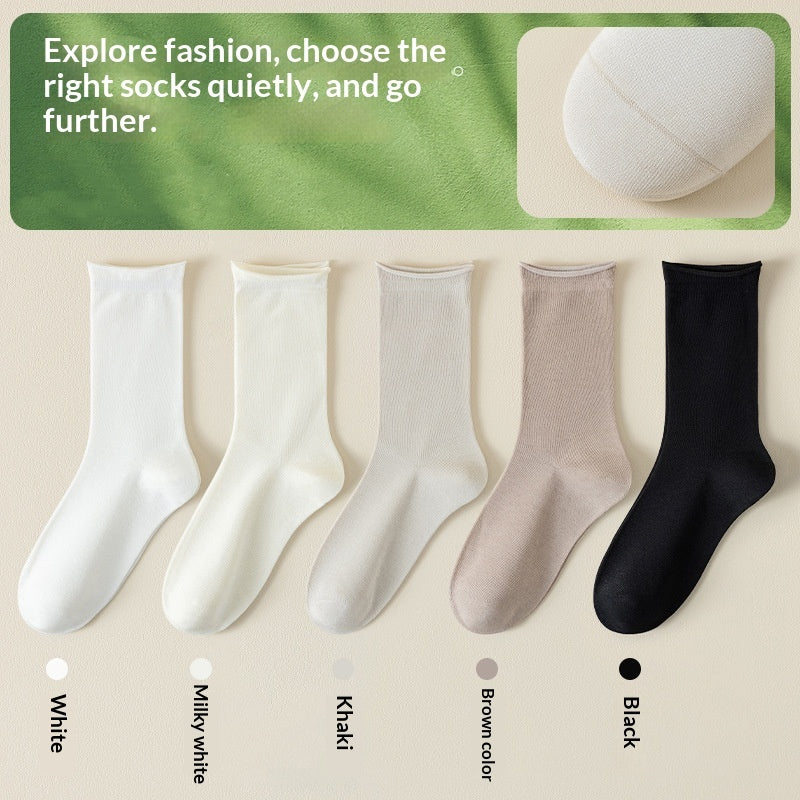 Springsummer Mid-calf Socks For Women Made Of Silk