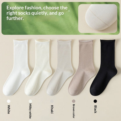 Springsummer Mid-calf Socks For Women Made Of Silk