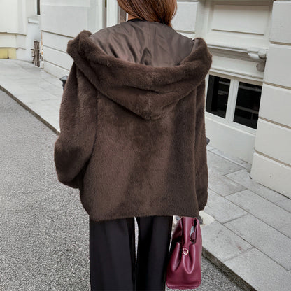 Fashionable Fur Collar Coat Women's Clothing