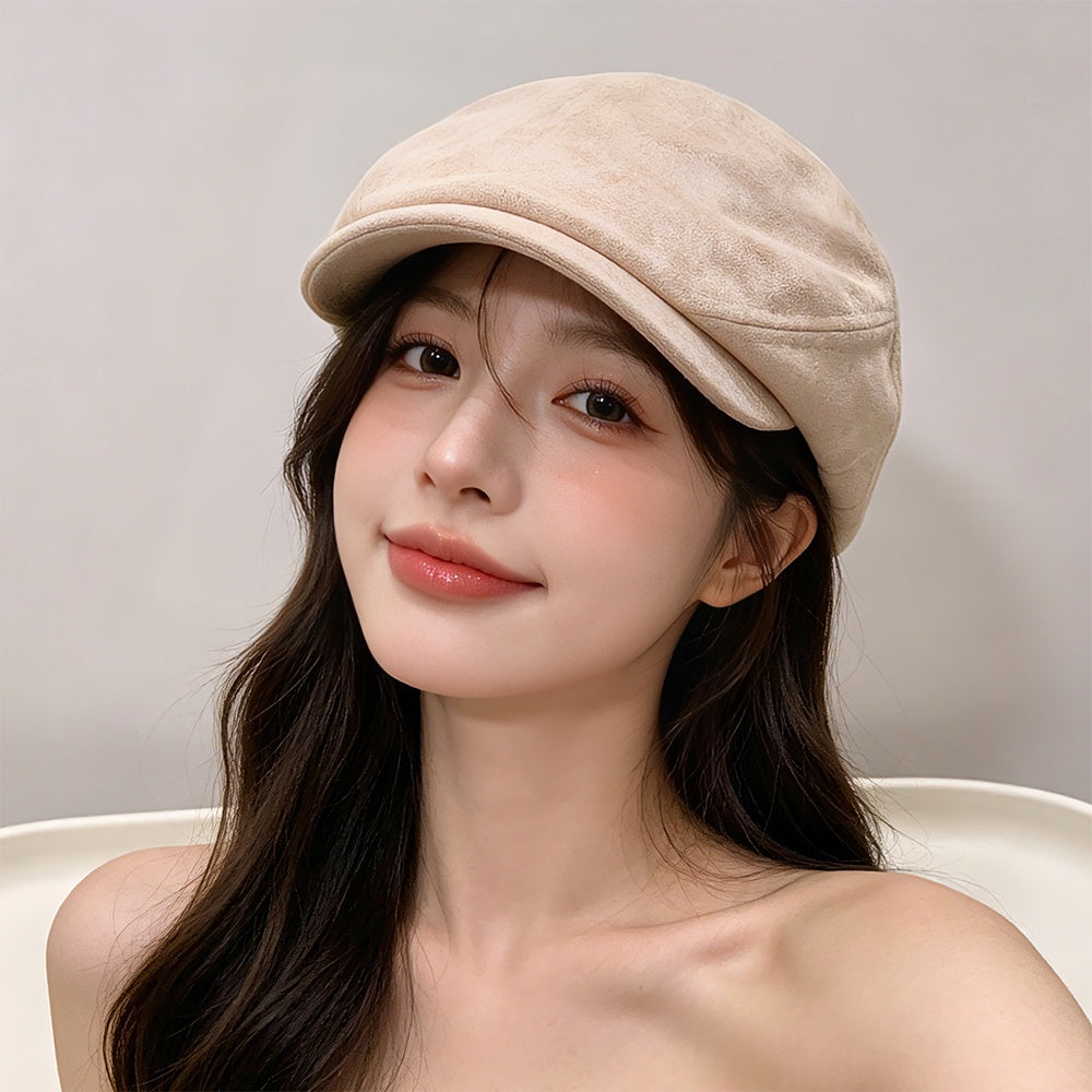 Korean Version Retro Autumn-winter Matte Soft-fur Short Brim British Casual Hat, Versatile And Flattering For Face Shape, Forward-facing Hat