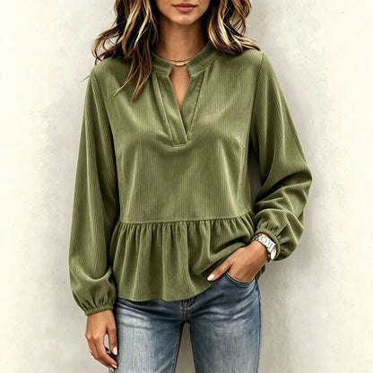 Casual Chic Corduroy Long-sleeve Top