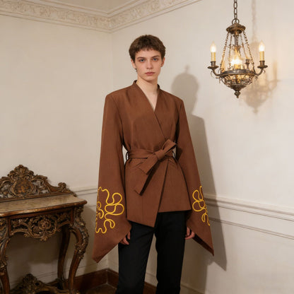 New Stylish Classy And Elegant Embroidered Slim-fit Blazer With Flared Sleeves For Women High-end Sophistication