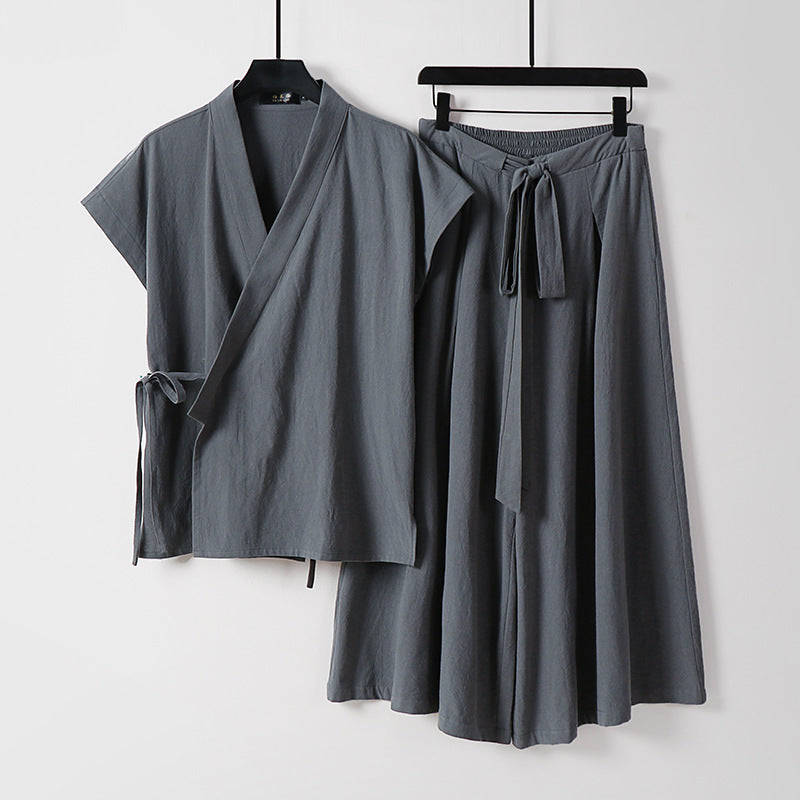 Two-piece Tang Suit For Men Summer Waistcoat In Chinese Style