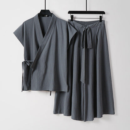 Two-piece Tang Suit For Men Summer Waistcoat In Chinese Style