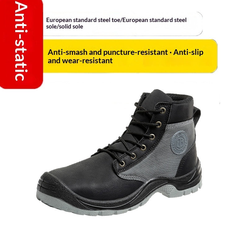 Men's Static Safety Boots - Anti-Puncture And Impact Protection, High-Top Leather