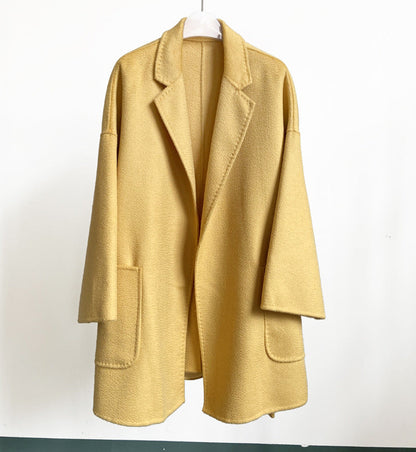 Mid-length Double-faced Wool Belted Coat