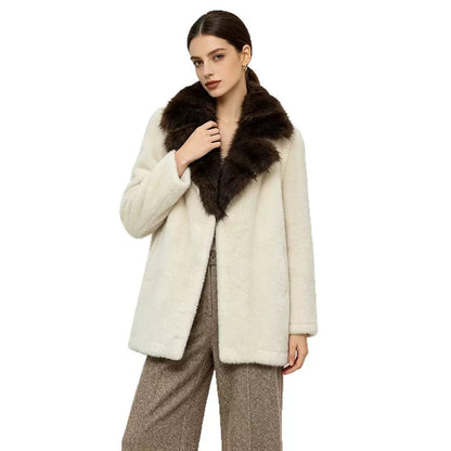 AutumnWinter Fashion Mid-length Coat With A Buttoned Lapel Design