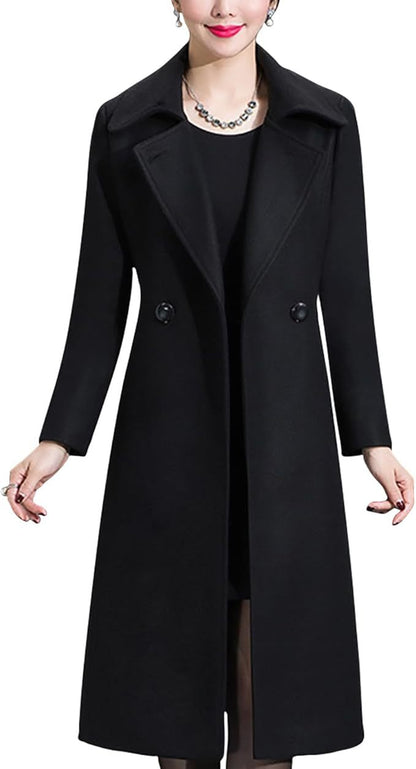 Winter Double-breasted Lapel Long Coat