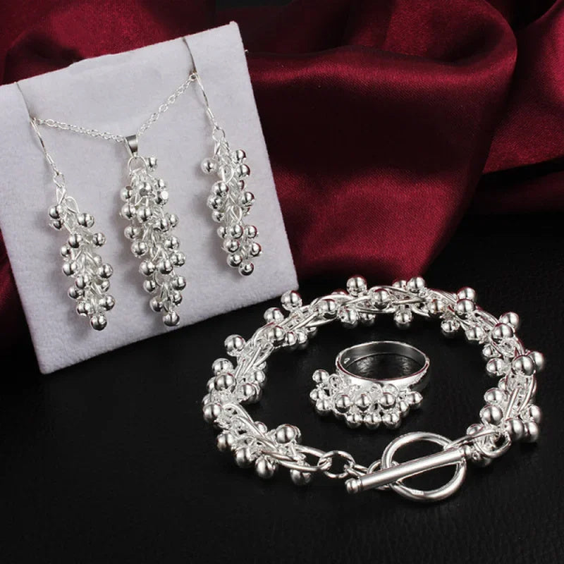 Grape Bracelet Necklace Earring Ring Set Of 4