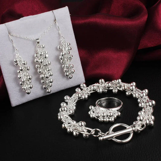 Grape Bracelet Necklace Earring Ring Set Of 4
