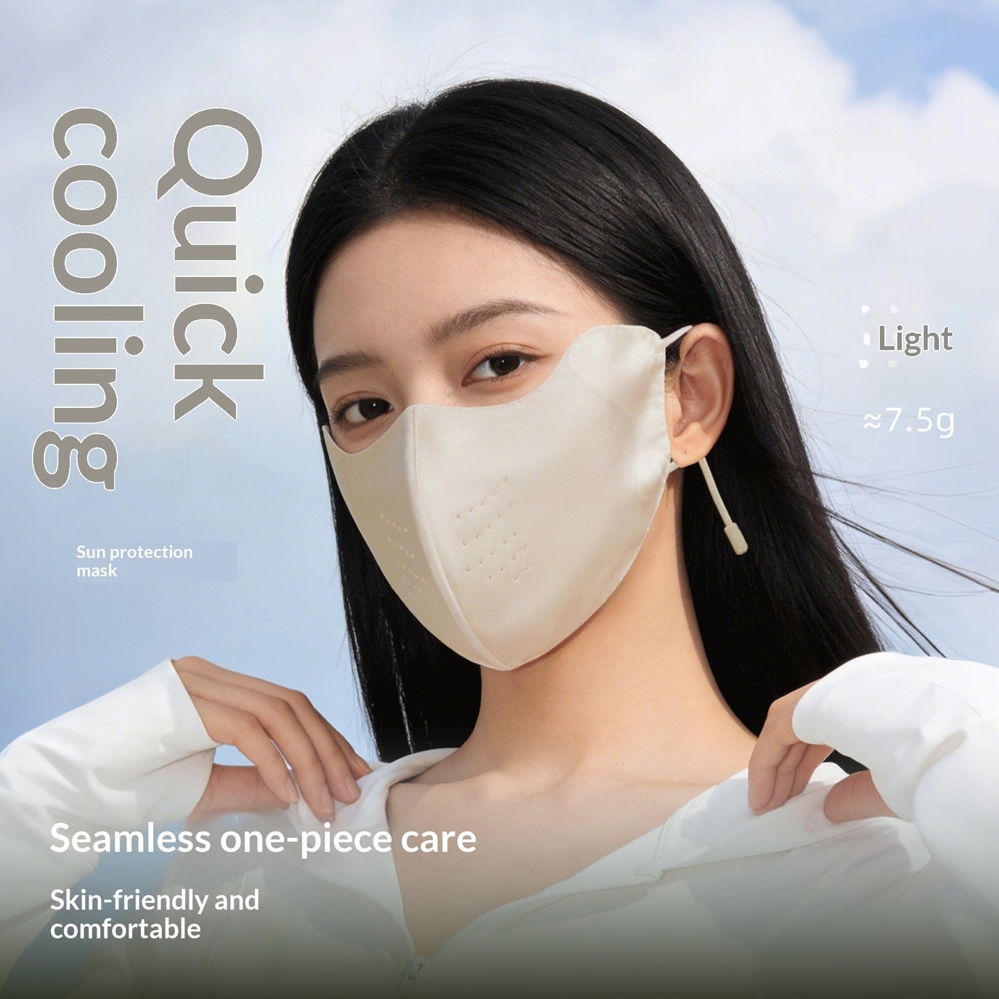 Sun-protective With Ventilation Holes Breathable Ice-silk Sunshade Face Mask