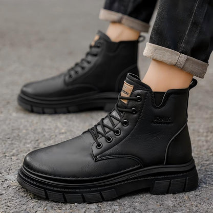 Men's Autumn High-top Martin Boots, British Style Casual Leather Shoes, Anti-slip Wear-resistant Short Work Boots
