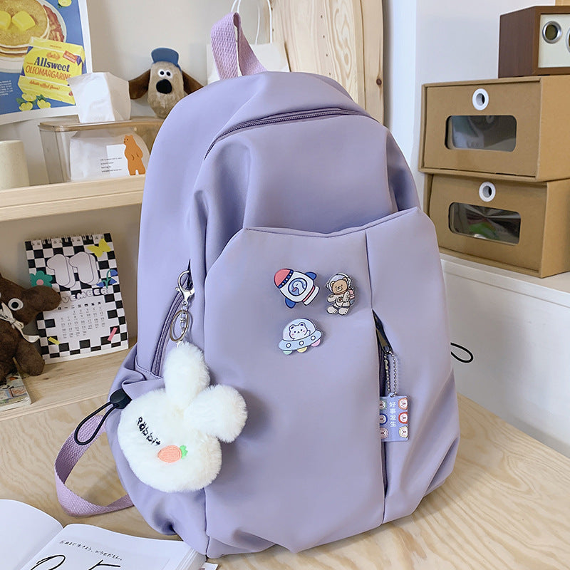 New Girls' Simple Solid Color Backpack