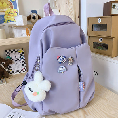 New Girls' Simple Solid Color Backpack