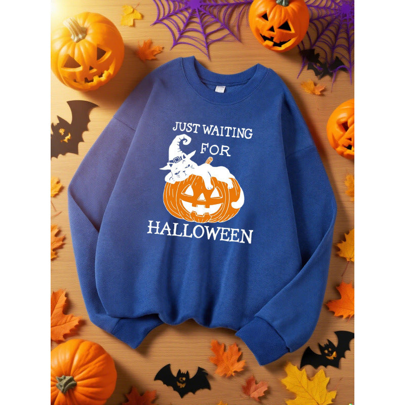 Just Waiting For Halloween Pumpkin Design Sweats